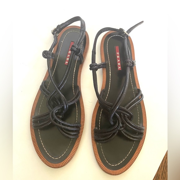 Prada black flat sandals - Picture 1 of 5
